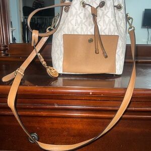 Michael Kors Tan and Cream Crossbody Bag with Adjustable Strap
